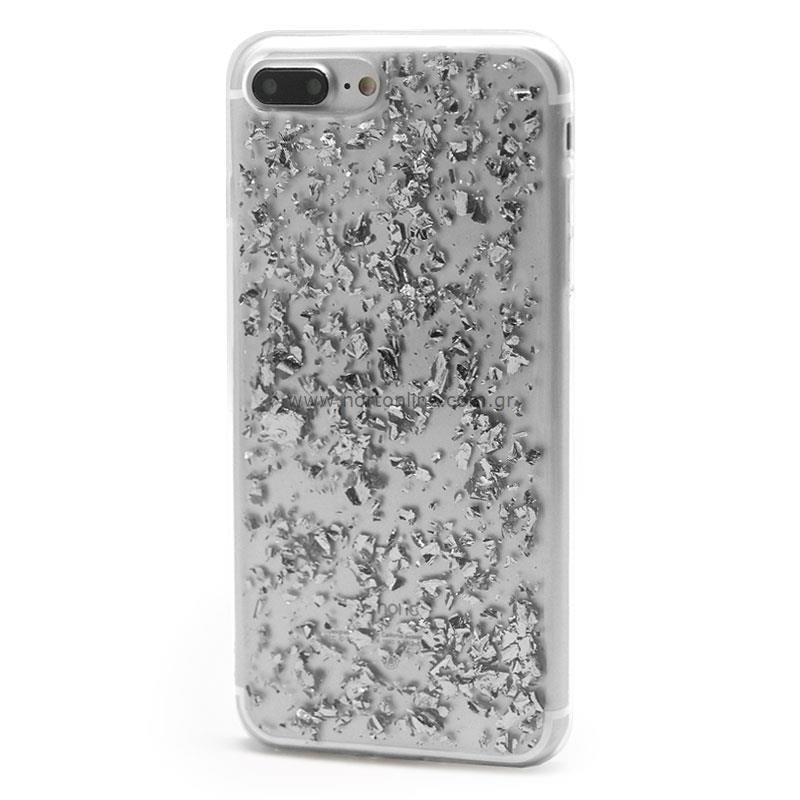 ΘΗΚΗ TPU INOS APPLE 7/8 PLUS LEAF GLITTER ΑΣΗΜΙ
