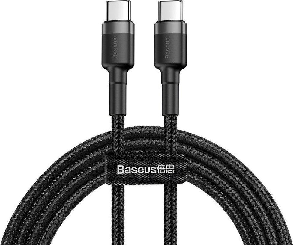 Baseus Cafule Braided USB 2.0 Cable USB-C male - USB-C male Γκρι 1m (CATKLF-GG1)