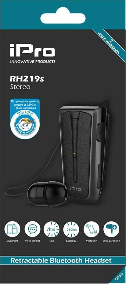 iPro RH219s In-ear Bluetooth Handsfree Ακουστικά Μαύρα