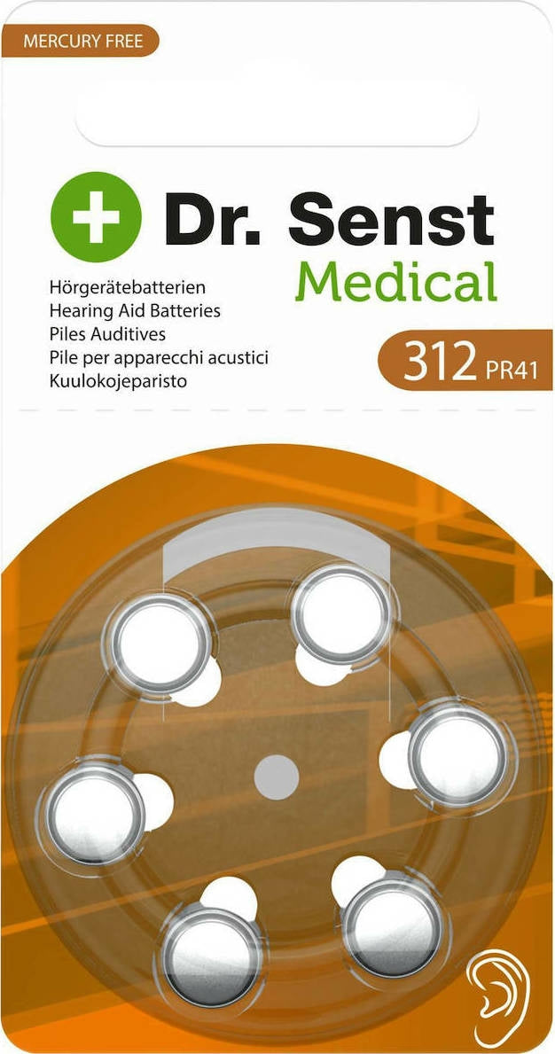 Dr. Senst Medical Μπαταρίες Ακουστικών Βαρηκοΐας 312 1.45V 6τμχ
