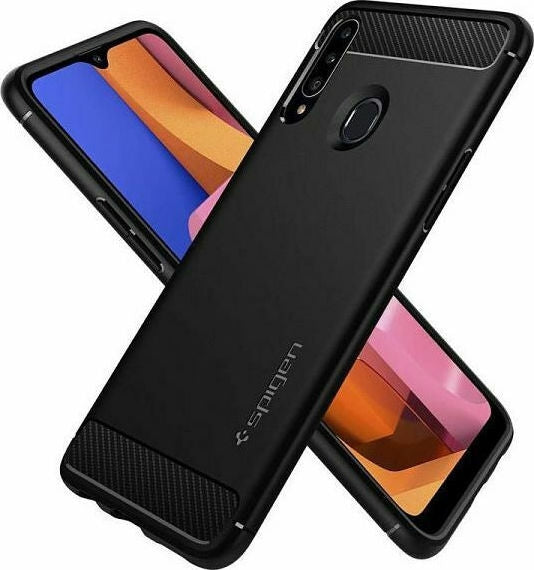 Spigen Rugged Armor Back Cover Μαύρο (Galaxy A20s)