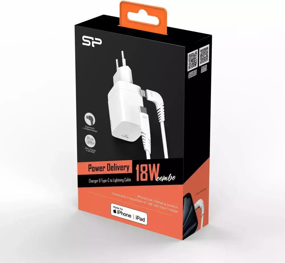 Silicon Power Lightning Cable & USB-C Wall Adapter Λευκό (Boost Charger QM10 Combo)