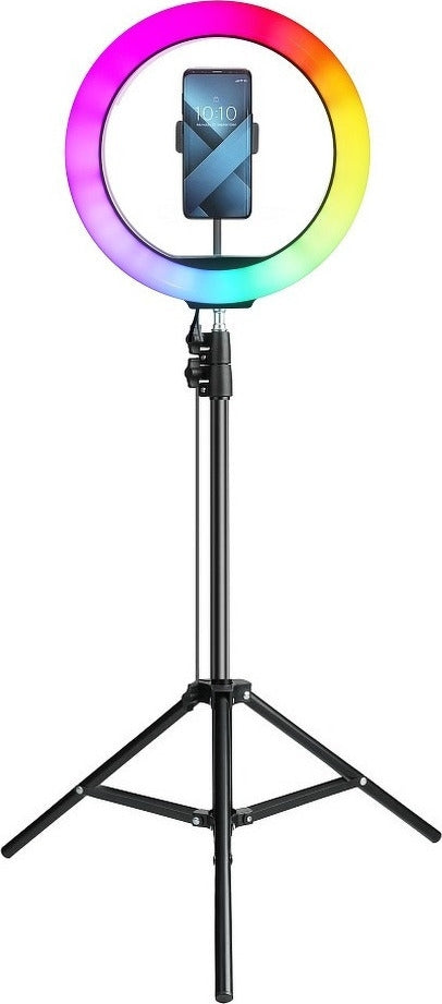 RGB Ring Light Led Full Color 30.5cm με Τρίποδο Δαπέδου και Βάση για Κινητό