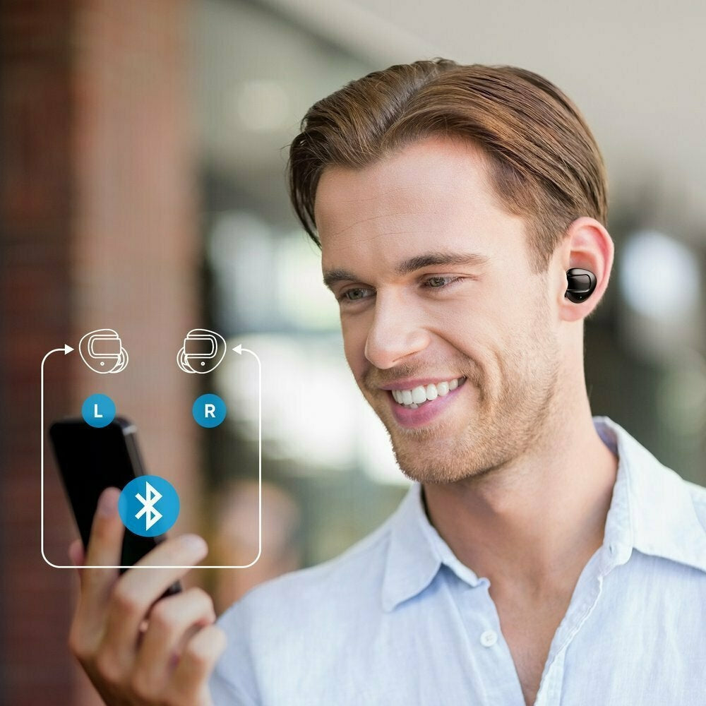 Joyroom JR-TL10 In-ear Bluetooth Handsfree Ακουστικά με Θήκη Φόρτισης Μαύρα