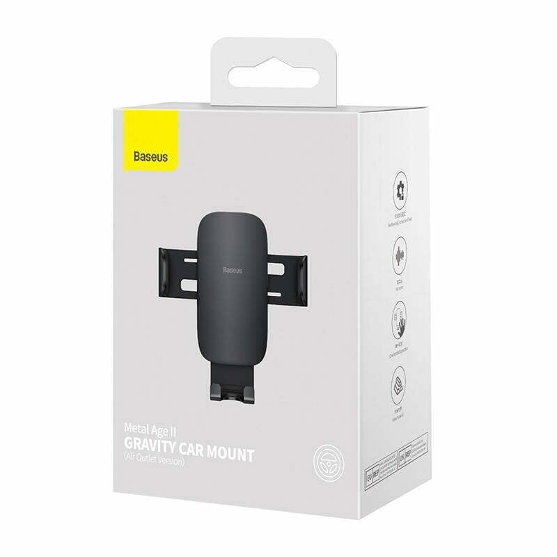 Baseus Βάση Κινητού Αυτοκινήτου Metal Age II με Ρυθμιζόμενα Άγκιστρα Μαύρη