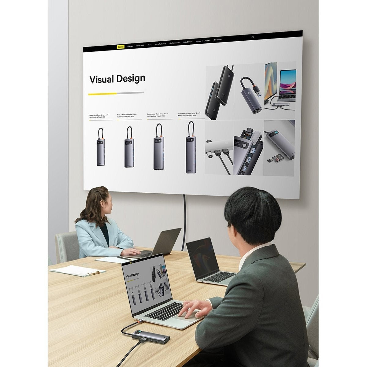 Baseus Metal Gleam Series 8in1 USB-C Docking Station με HDMI 4K PD Ethernet Γκρι