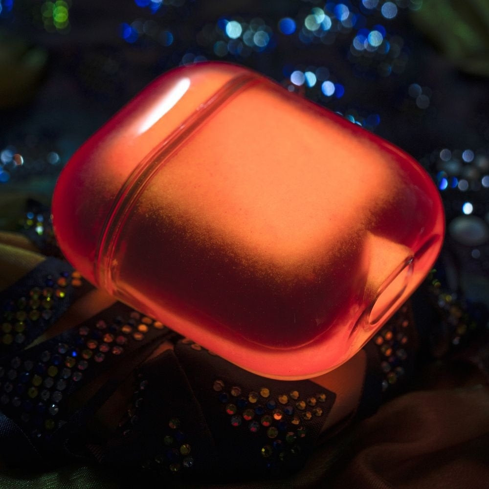 Kingxbar Galaxy Nightglow Luminescent Θήκη Σιλικόνης σε Πορτοκαλί χρώμα για Apple AirPods
