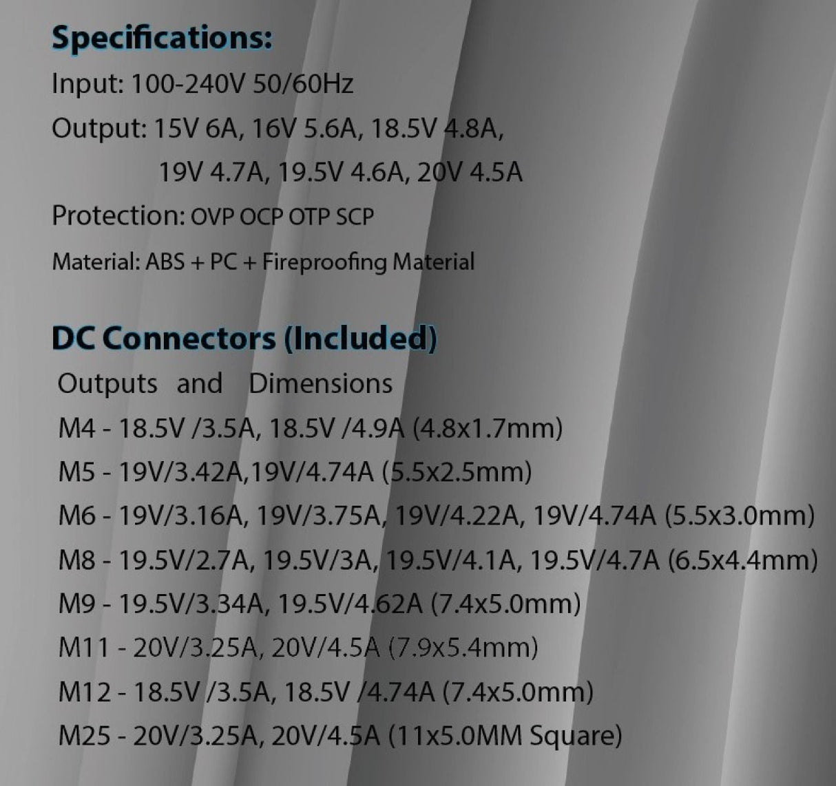 ATC Universal Φορτιστής Laptop 90W με Αποσπώμενο Καλώδιο Τροφοδοσίας και με σετ βυσμάτων
