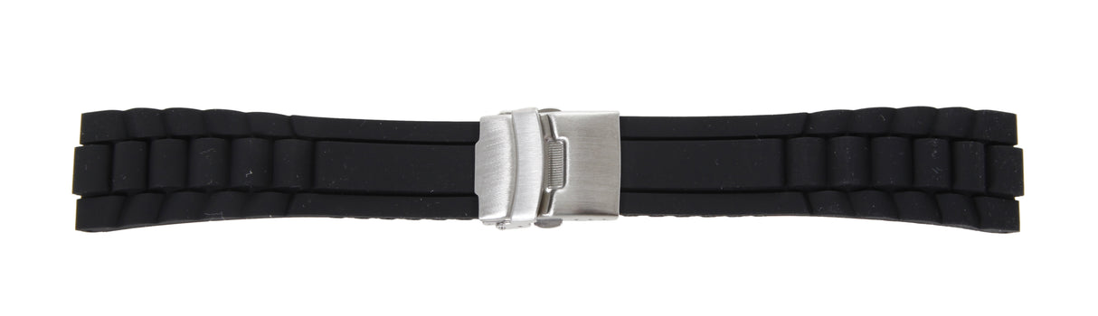 Λουράκι σιλικόνης σε πλεκτό σχέδιο και αναδιπλούμενη πόρπη Μαύρο 22mm