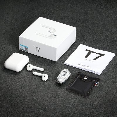 T7R Earbud Bluetooth Handsfree Ακουστικά με Θήκη Φόρτισης Λευκά