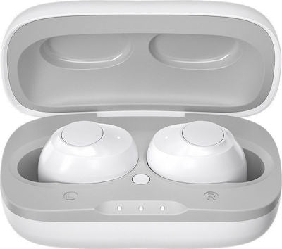 WK V21 In-ear Bluetooth Handsfree Ακουστικά με Θήκη Φόρτισης Λευκά
