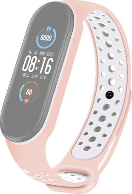 Λουράκι Σιλικόνης Two Tone Breathable Light Pink / White (Mi Band 5)