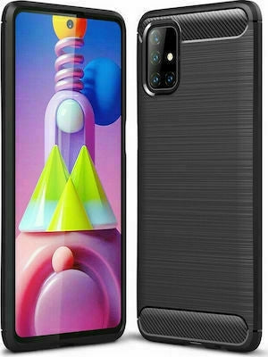 Brushed Carbon Back Cover Σιλικόνης Μαύρο (Galaxy M51)
