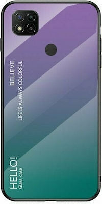 Hurtel Back Cover με Tempered Glass Πολύχρωμο (Redmi 9C)