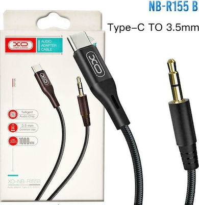 XO Braided USB 2.0 Cable USB-C male - 3.5mm male Μαύρο 1m (NB155B)