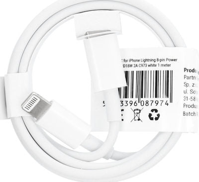 USB-C to Lightning Cable 18W Λευκό 1m