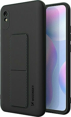 Wozinsky Kickstand Flexible Back Cover Σιλικόνης Μαύρο (Redmi 9A)
