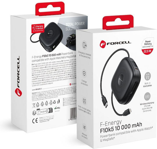 Forcell F-ENERGY F10K5 MagSafe Power Bank 10000mAh 22.5W Power Delivery / Quick Charge 3.0 Μαύρο