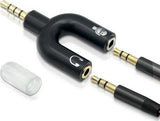 POWERTECH Splitter 3.5mm 4pin (M) σε 2x 3.5mm 4pin (F) CAB-J043, μαύρο