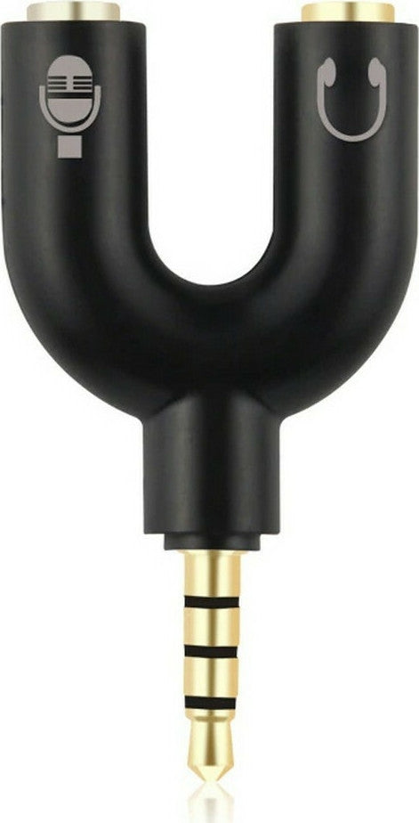 POWERTECH Splitter 3.5mm 4pin (M) σε 2x 3.5mm 4pin (F) CAB-J043, μαύρο