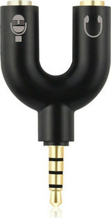 POWERTECH Splitter 3.5mm 4pin (M) σε 2x 3.5mm 4pin (F) CAB-J043, μαύρο