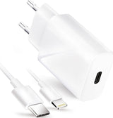 Forcell USB-C to Lightning Cable & Wall Adapter Λευκό (Travel Charger PD QC4.0)