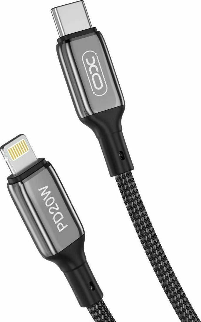 XO NB-Q180A Braided USB-C to Lightning Cable 20W Μαύρο 1m (16.005.0120)