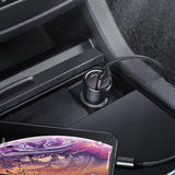 Baseus Φορτιστής Αυτοκινήτου Μαύρος Συνολικής Έντασης 6A Γρήγορης Φόρτισης με Θύρες: 1xUSB 1xType-C και Βολτόμετρο Μπαταρίας