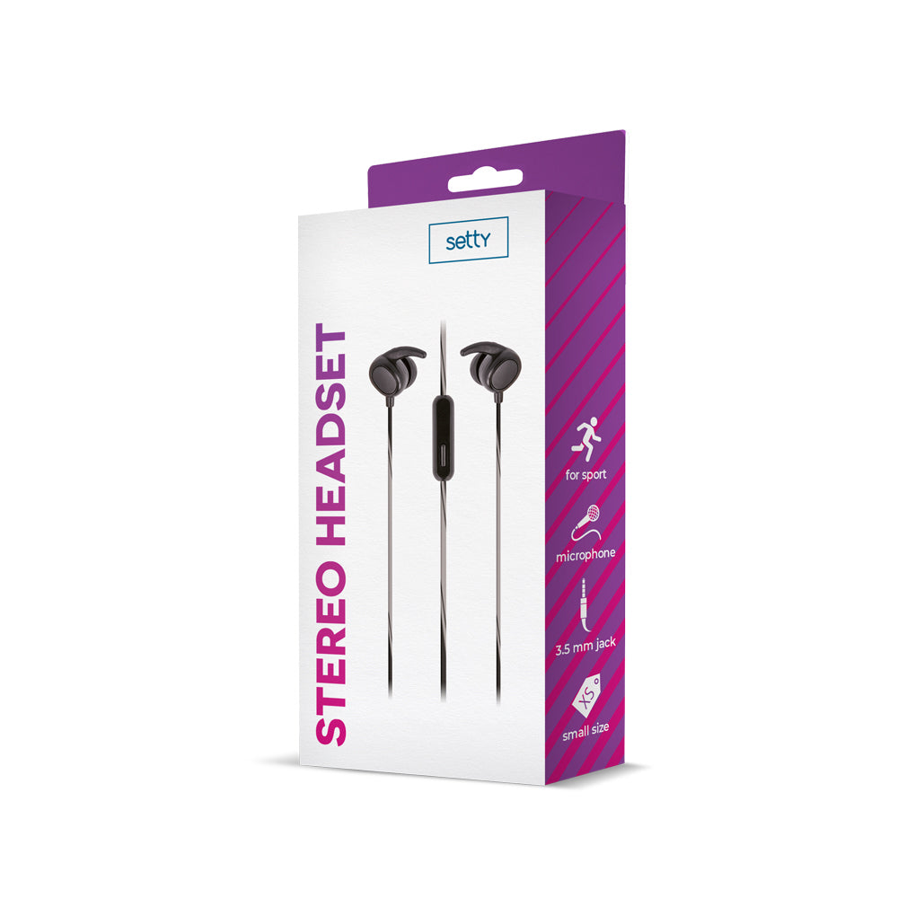 Setty Sport In-ear Handsfree με Βύσμα 3.5mm Μαύρο