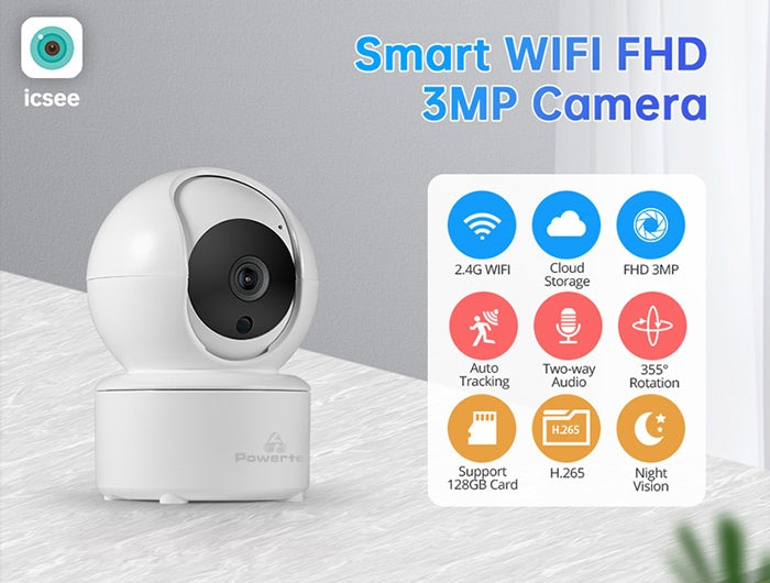 Powertech IP Κάμερα Παρακολούθησης Wi-Fi 3MP Full HD+ με Αμφίδρομη Επικοινωνία και Φακό 3.6mm PT-1085