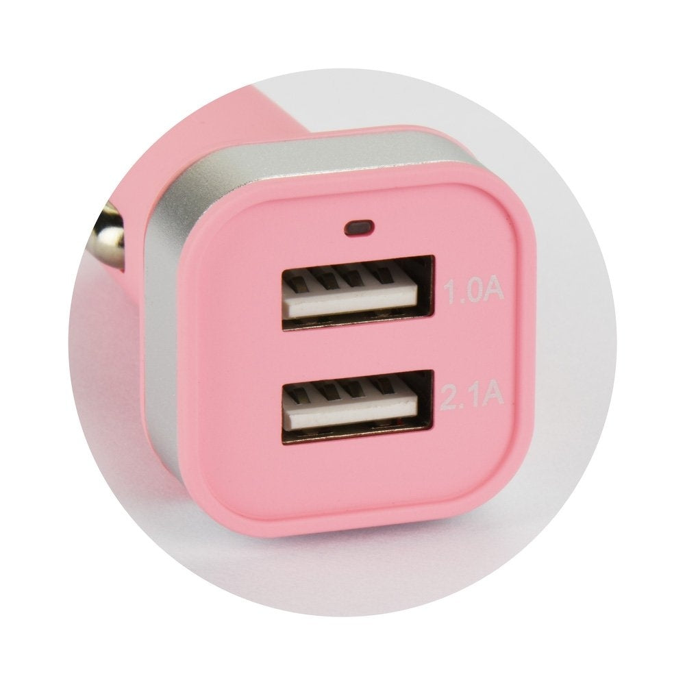 Φορτιστής Αυτοκινήτου Dual Car charger 3.1A Pink Συνολικής Έντασης 3.1A με Θύρες: 2xUSB