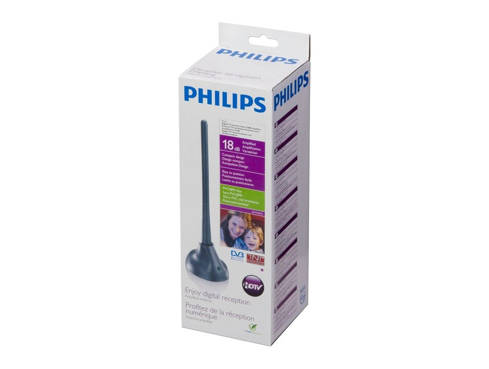 Philips SDV5100/12 Εσωτερική Κεραία Τηλεόρασης (απαιτεί τροφοδοσία) σε Μαύρο Χρώμα Σύνδεση με Ομοαξονικό (Coaxial) Καλώδιο