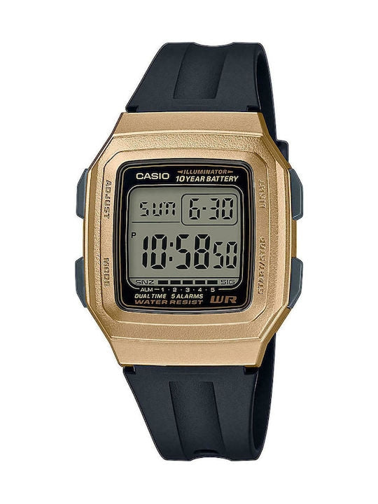Casio Collection Ψηφιακό Ρολόι Χρονογράφος Μπαταρίας με Καουτσούκ Λουράκι σε Μαύρο χρώμα