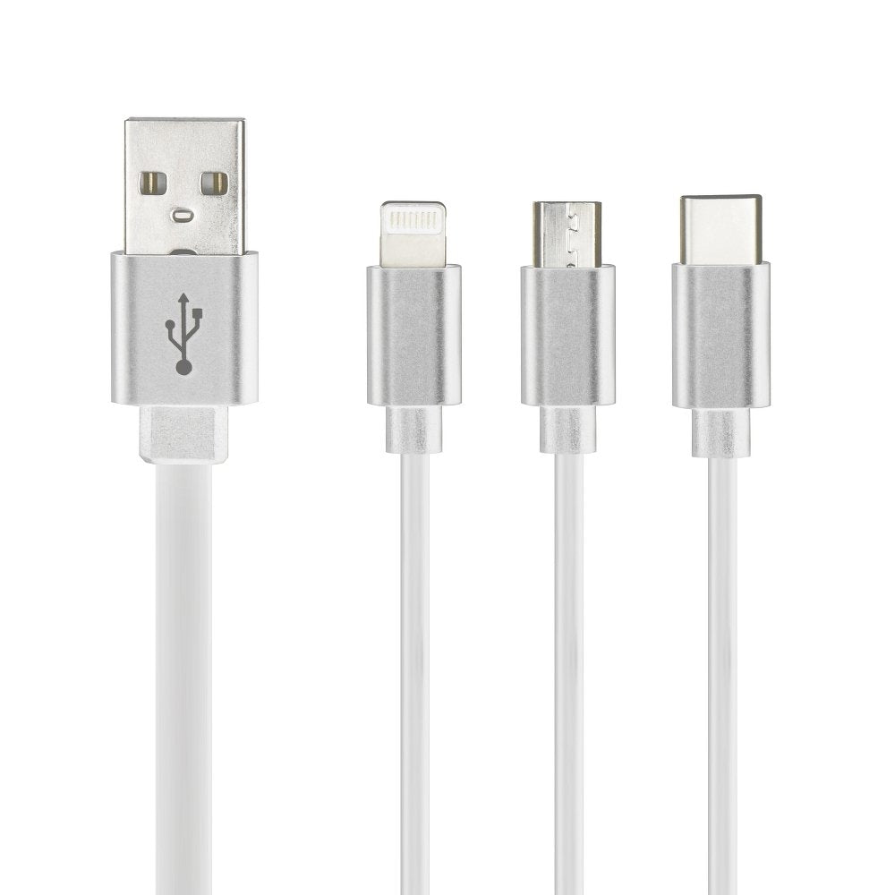 Regular USB to Lightning / Type-C / micro USB Cable Λευκό 1.2m