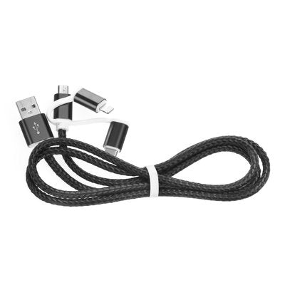 Braided USB to Lightning / Type-C / micro USB Cable Μαύρο 1.2m
