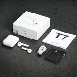 T7R Earbud Bluetooth Handsfree Ακουστικά με Θήκη Φόρτισης Λευκά