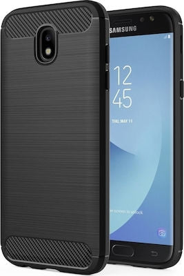 Carbon Fiber Brushed Back Cover Σιλικόνης Μαύρο (Galaxy J7 2017)