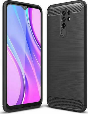 Carbon Back Cover Σιλικόνης Μαύρο (Redmi 9)