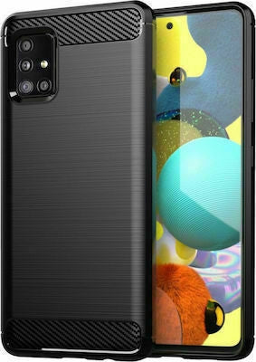 Forcell Carbon Back Cover Σιλικόνης Μαύρο (Galaxy A71 5G)