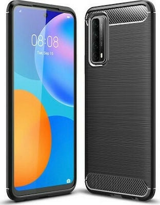 Carbon Fiber Back Cover Σιλικόνης Μαύρο (Huawei P Smart 2021)