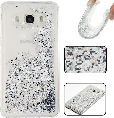 Forcell Liquid Glitter Sand & Stars Back Cover Σιλικόνης Ασημί (Galaxy J3 2016)