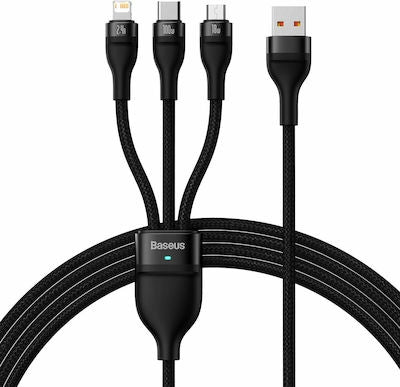 Baseus Braided USB to Lightning / Type-C / micro USB Cable Μαύρο 1.2m (CASS030001)