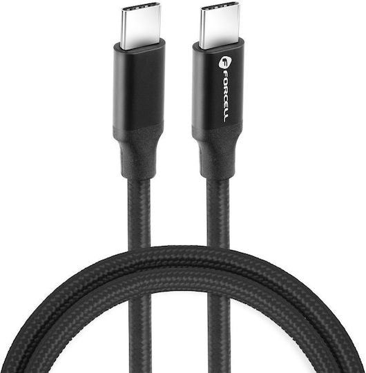 Forcell USB 3.0 Cable USB-C male - USB-C 100W Μαύρο 1m (E-mark)