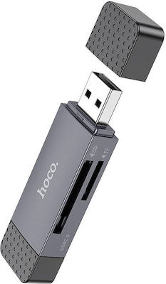 Hoco Card Reader 2in1 Usb A + Type C 3.0 Metal Gray
