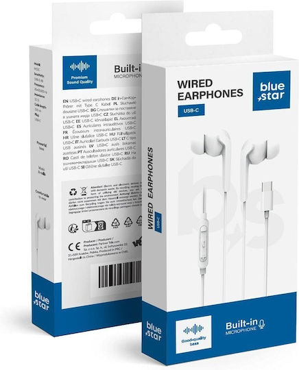 Blue Star M15c In-ear Handsfree Ακουστικά με Βύσμα USB-C Λευκό